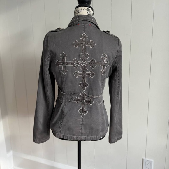 Miss Me Grey Boho Embellished Medium Jean Jacket - Picture 5 of 5